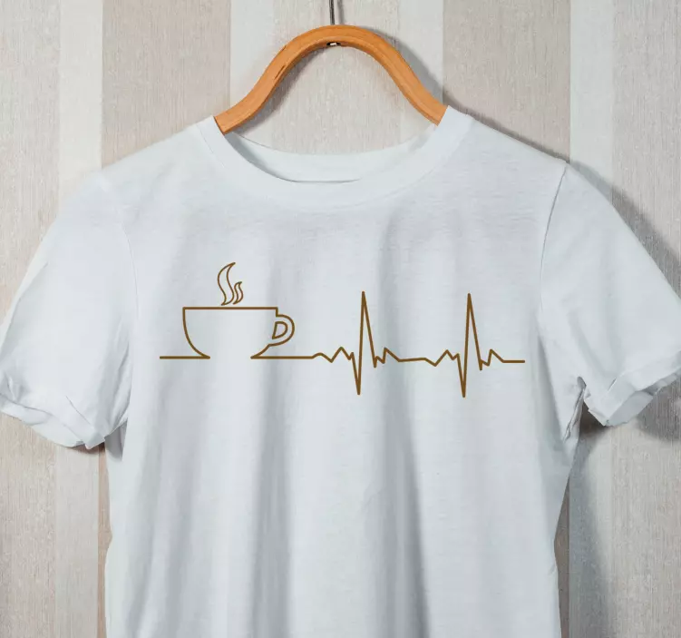 Koffie hartslag ontwerp t-shirt - TenStickers