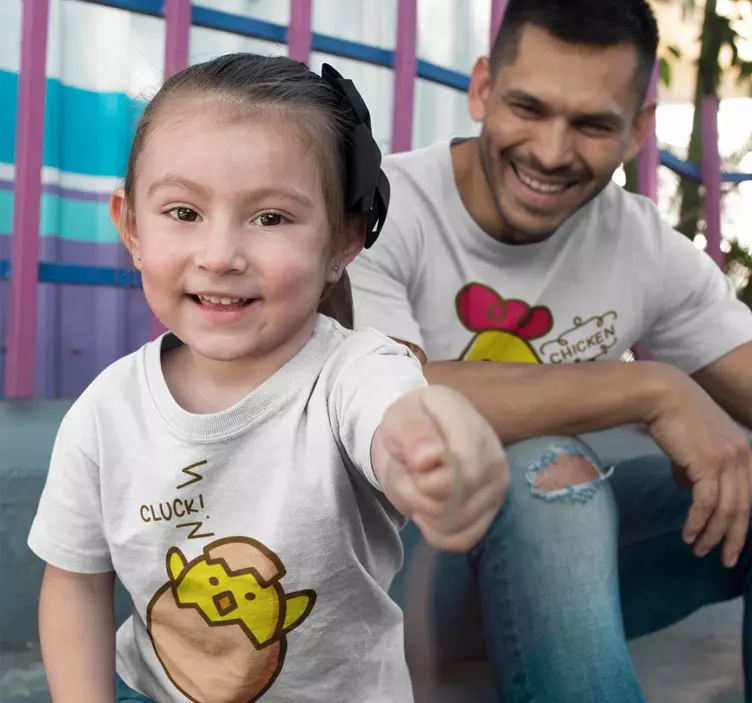 Kuiken en kip vader en kind t-shirt - TenStickers