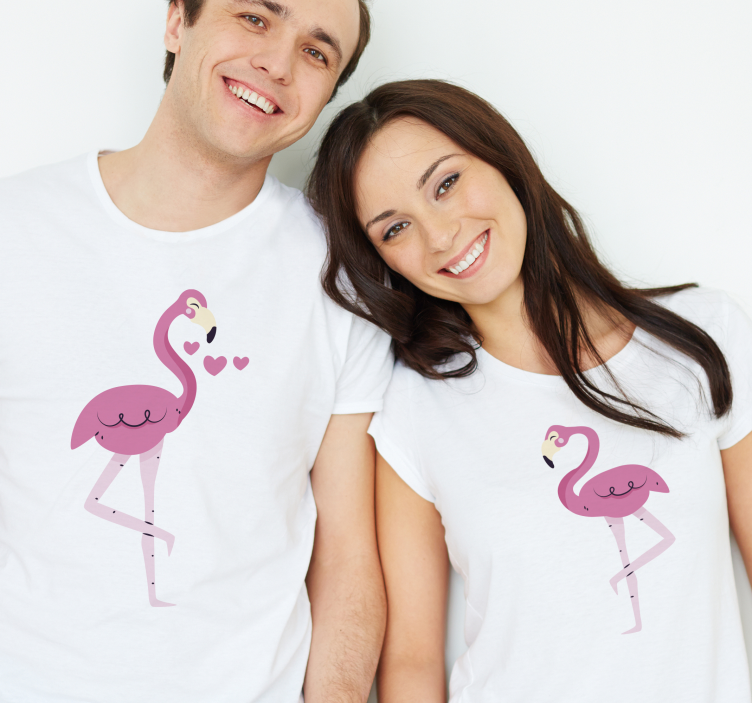 Twee flamingo's koppels t-shirts - TenStickers