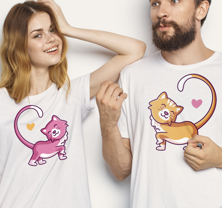 Mannelijke en vrouwelijke katten t-shirt - TenStickers