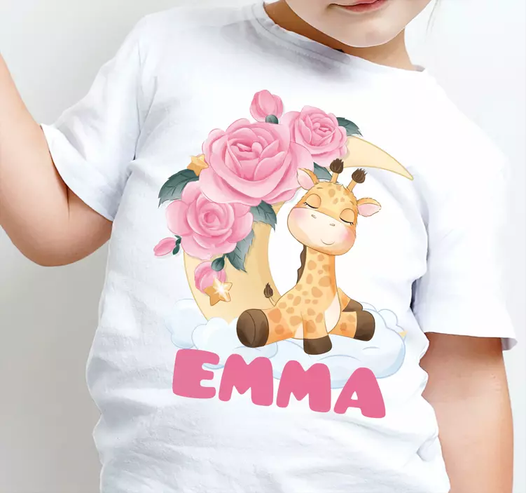 Baby t-shirt Schattige dieren giraf met naam - TenStickers