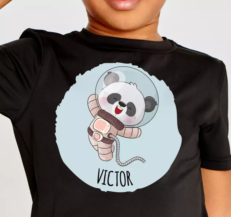 Baby t-shirt Schattige panda voor jongen met naam - TenStickers