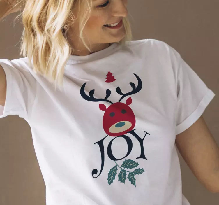 Kerst t-shirt Vreugde en rendieren - TenStickers