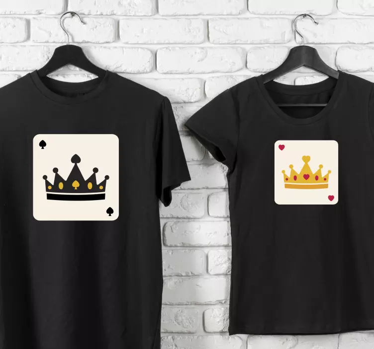 Koppels t-shirts Koning koningin kaart patroon - TenStickers