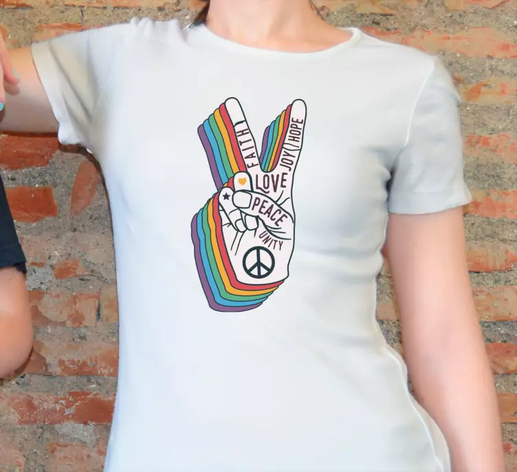 Vrede en liefde teken op maat t-shirt - TenStickers