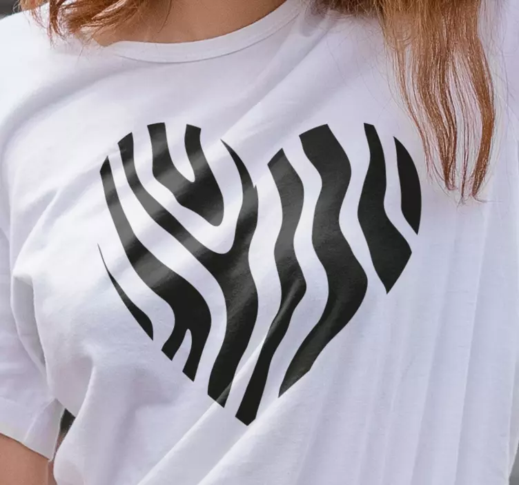 Zebra t-shirt Zebra print hart - TenStickers