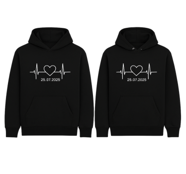 Hartslag met aangepaste naam hoodie - TenStickers