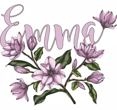 T-shirt met naam gepersonaliseerd bloemendesign - TenStickers