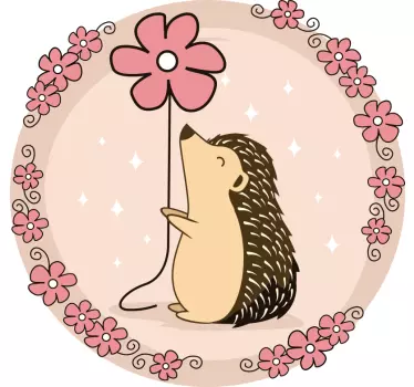 Baby t-shirt schattig egeltje met bloem - TenStickers
