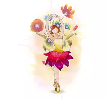 Baby t-shirt ballet bloem dans - TenStickers