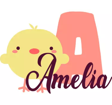 Kinderen t-shirt schattig kippetje en naam - TenStickers
