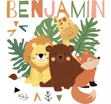 Kinder t-shirt Schattige wilde dieren met bladeren - TenStickers