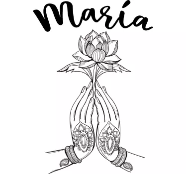 T-shirt met naam handen die lotus vasthouden - TenStickers