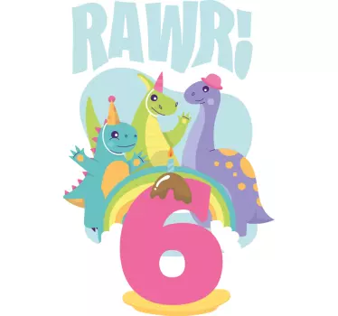 Kinderen t-shirt kleurrijke dinosaurus feest - TenStickers