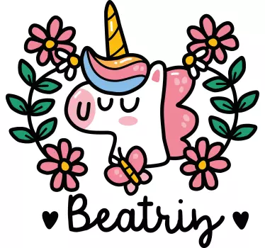Kinderen t-shirt schattige eenhoorn bloemen - TenStickers
