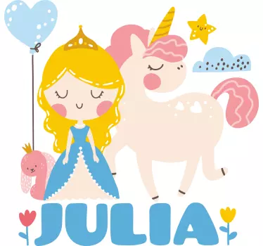 Kinderen t-shirt schattig prinses eenhoorn thema - TenStickers