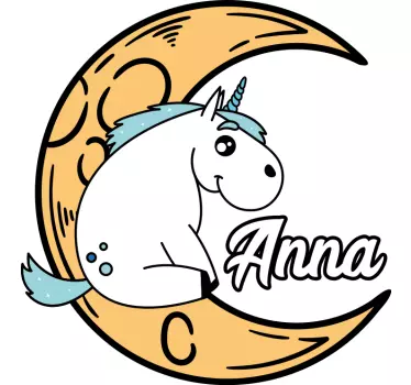 T-shirt met naam schattig eenhoorn maan ontwerp - TenStickers