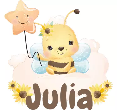 Kinderen t-shirt schattige bij en ster - TenStickers