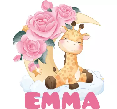 T-shirt baby Schattige dieren giraf met naam - TenStickers