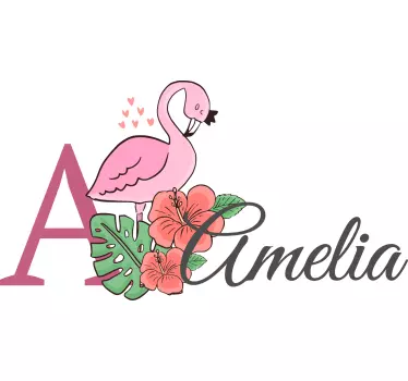 Baby t-shirt een flamingo en bloemen - TenStickers