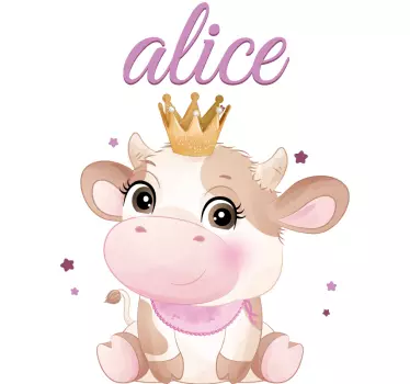 T-shirt baby Schattige koe voor meisje met naam - TenStickers