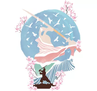 Baby t-shirt betoverend bloemig samurai thema - TenStickers