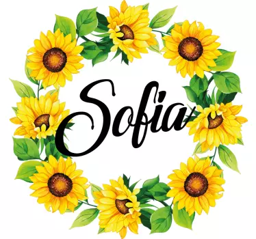T-shirt met naam zonnebloem naam cirkel - TenStickers
