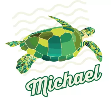 T-shirt illustratie van een groene zeeschildpad - TenStickers