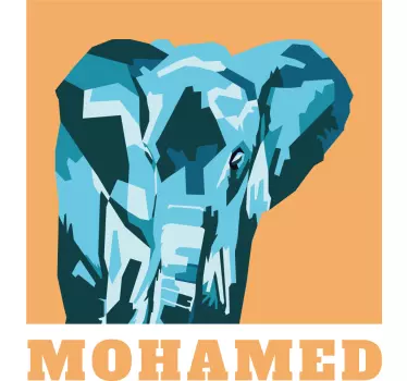 T-shirt met naam kleurrijk olifantenportret - TenStickers