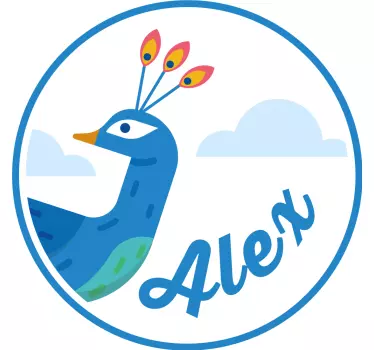 Pauw met naam kinderen t-shirt - TenStickers