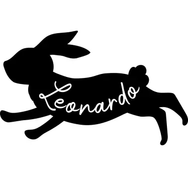 Rennend konijntje met naam t-shirt - TenStickers