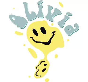 Vrolijke gele smiley t-shirt met naam - TenStickers