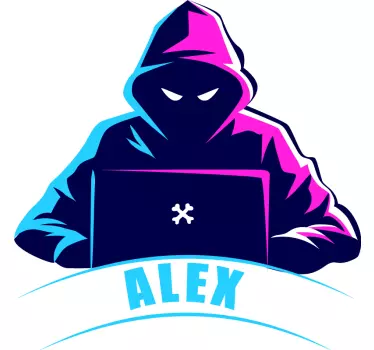Aanpasbare T-shirt met hacker en naam - TenStickers