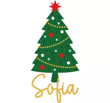 Kersttrui gepersonaliseerd naam met kerstboom - TenStickers