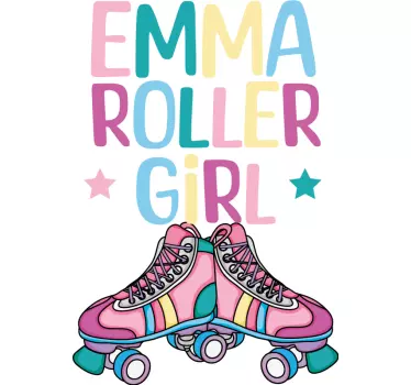 Roller girl T-shirt met naam - TenStickers
