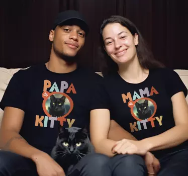 Papa mama couple t shirts met huisdier naam - TenStickers