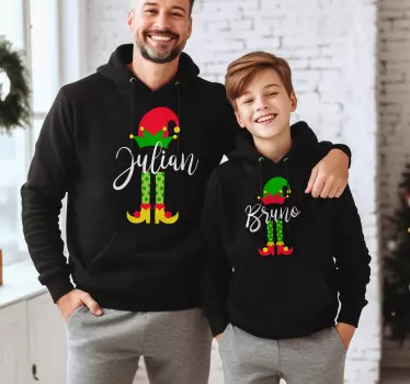 Kersttrui gepersonaliseerd Elfenfamilie Kerst - TenStickers