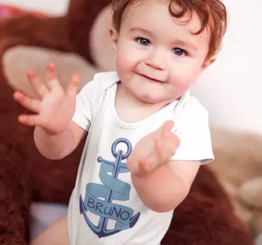 Baby blauwe anker t-shirt met naam - TenStickers
