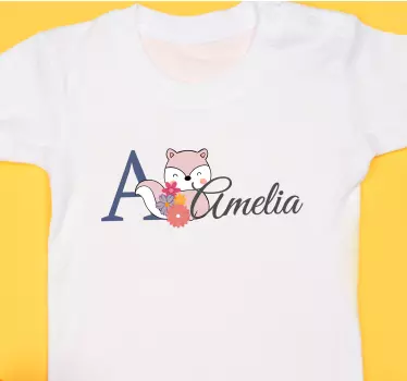 Baby t-shirt bloemige initiaal vos - TenStickers