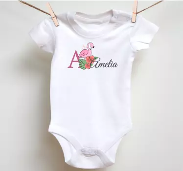 Baby t-shirt een flamingo en bloemen - TenStickers