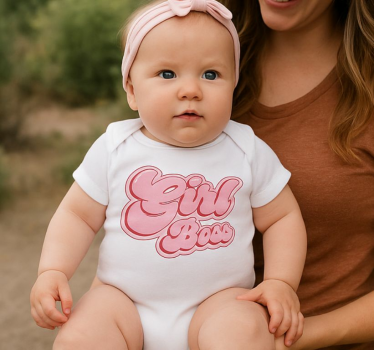 Baby t-shirt girl boss bubbelt tekst - TenStickers