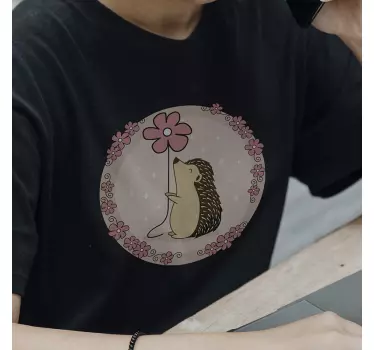 Baby t-shirt schattig egeltje met bloem - TenStickers