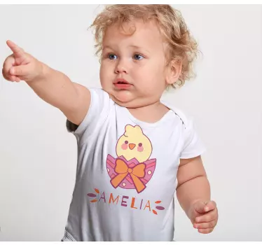 Baby t-shirt schattig kuiken met strik - TenStickers