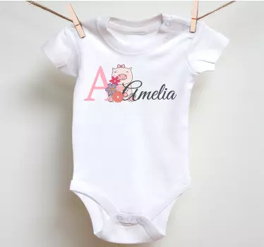 Baby t-shirt schattig varkentje gepersonaliseerd outfit - TenStickers