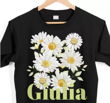 Bloem t-shirt Realistische madeliefjes op streeppatroon - TenStickers