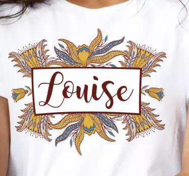 Bloem versierd ontwerp t-shirt met naam - TenStickers