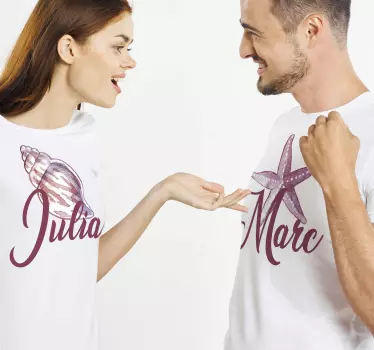Zee thema met namen koppels t-shirts - TenStickers