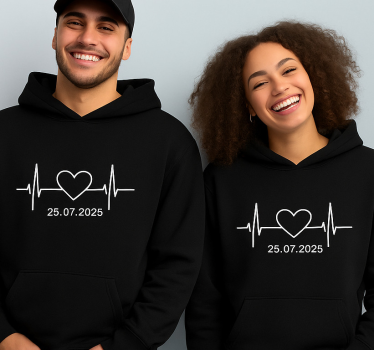 Hartslag met aangepaste naam hoodie - TenStickers