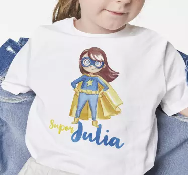 Kinder t-shirt Meisje superheld gepersonaliseerd - TenStickers