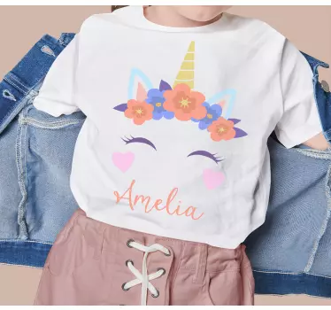 Kinderen t-shirt eenhoorn bloemen plezier - TenStickers